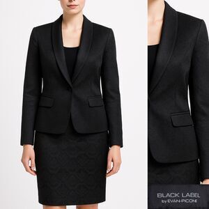 Black Label by Evan Picone 2-Pcs Set Jacket Blazer Sz 12 Skirt 8 Black Lace